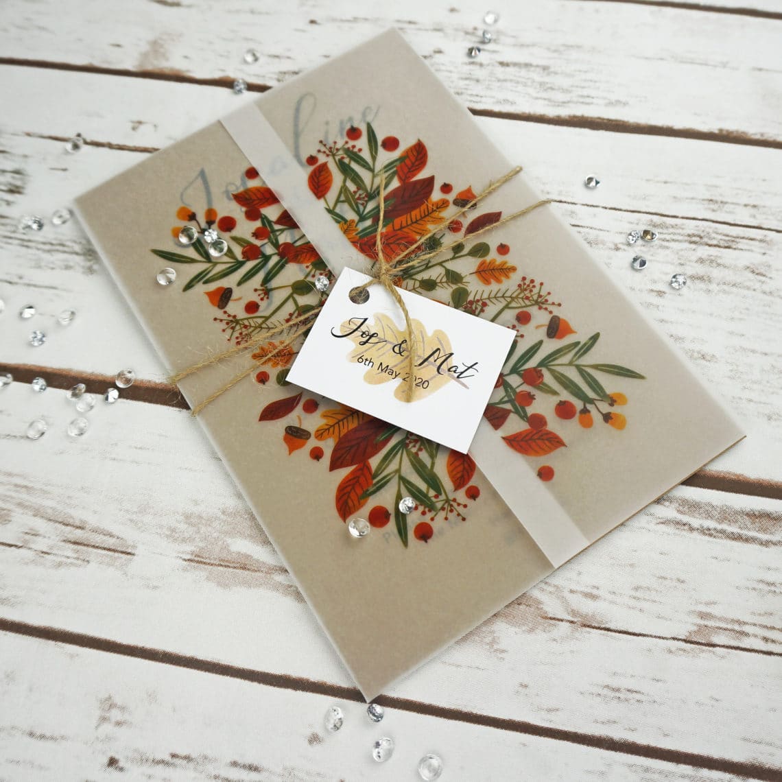 Autumn Vellum Gatefold Wedding Invitations BlueBird Wedding Stationery