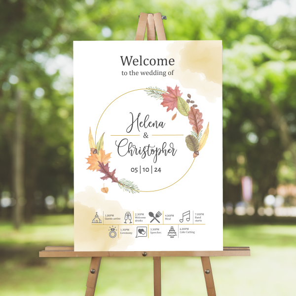 Autumn-watercolour-wedding-welcome-sign