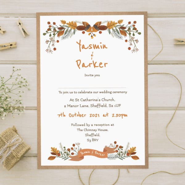 Beautiful fall autumn evening invite