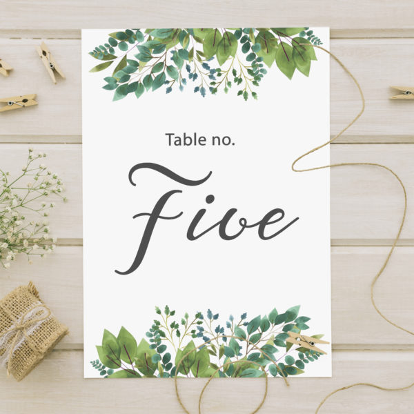Botanical table number
