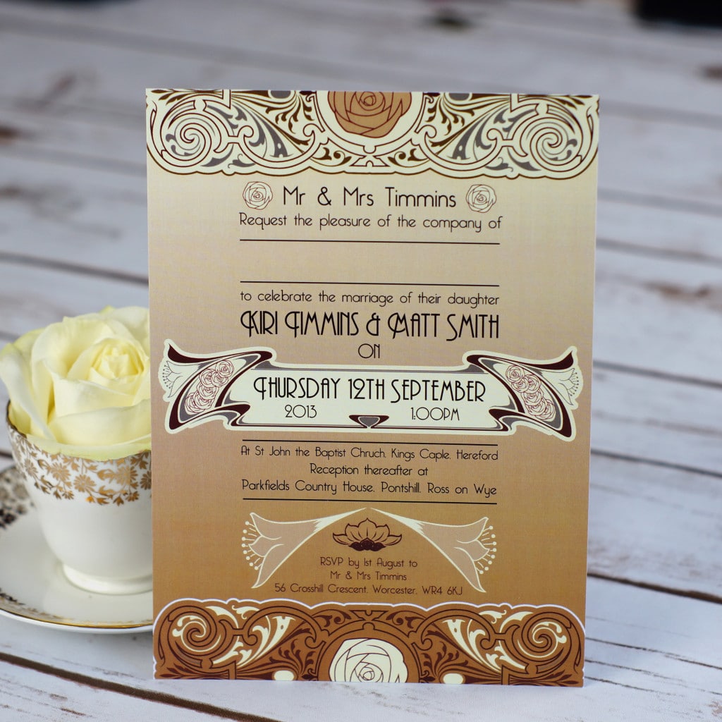 Downton Style 1920's Wedding Invitation BlueBird Wedding