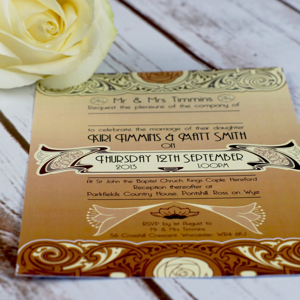 Downton Style 1920's Wedding Invitation BlueBird Wedding