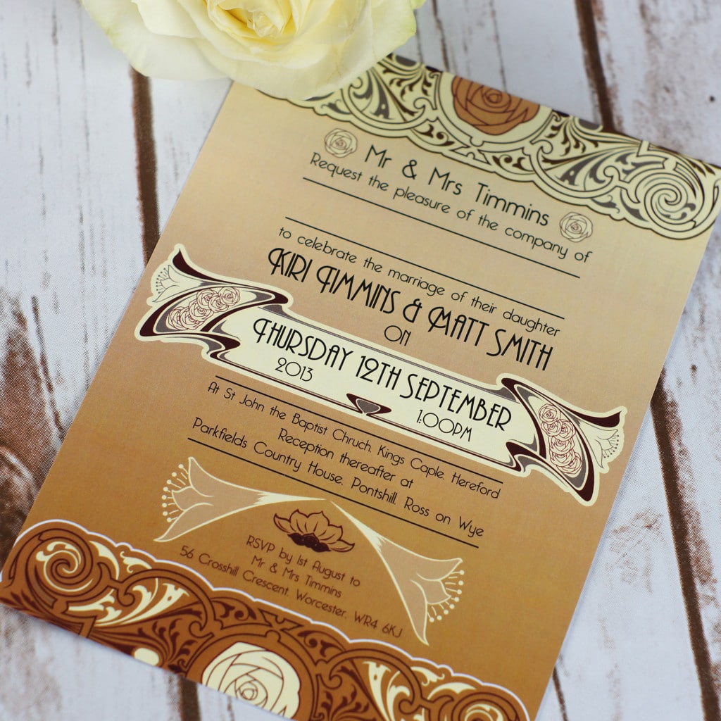 Downton Style 1920's Wedding Invitation BlueBird Wedding