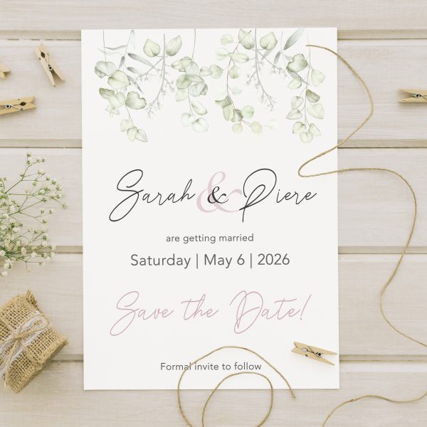 Elegant euculyptus save the date