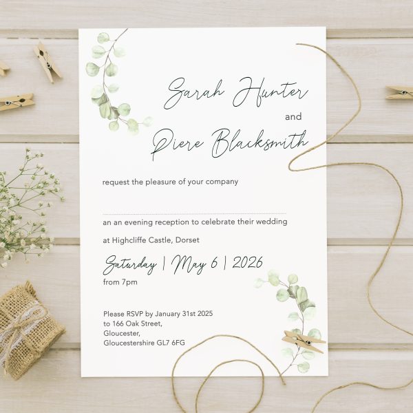 Eucalyptus evening invite