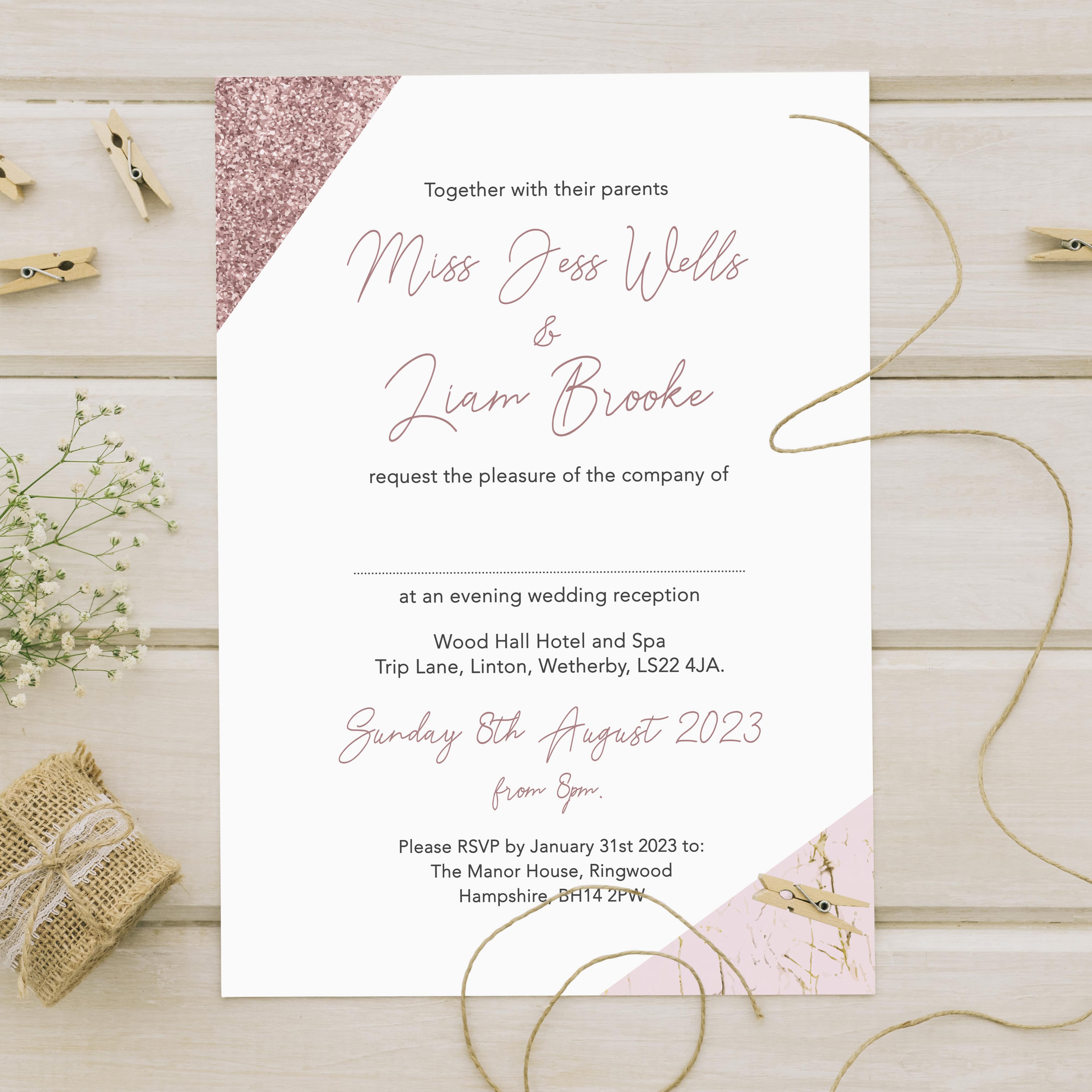 Personalised Wedding Invitations Invites RSVP Cards Day/Evening FREE Envelopes 