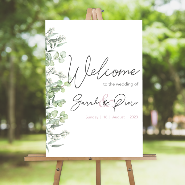 Modern-eucalyptus-wedding-welcome-sign