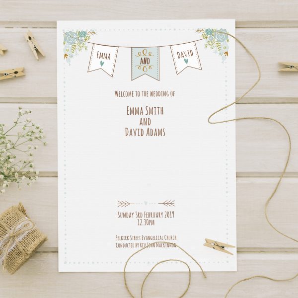 Rustic Bunting Order of Service