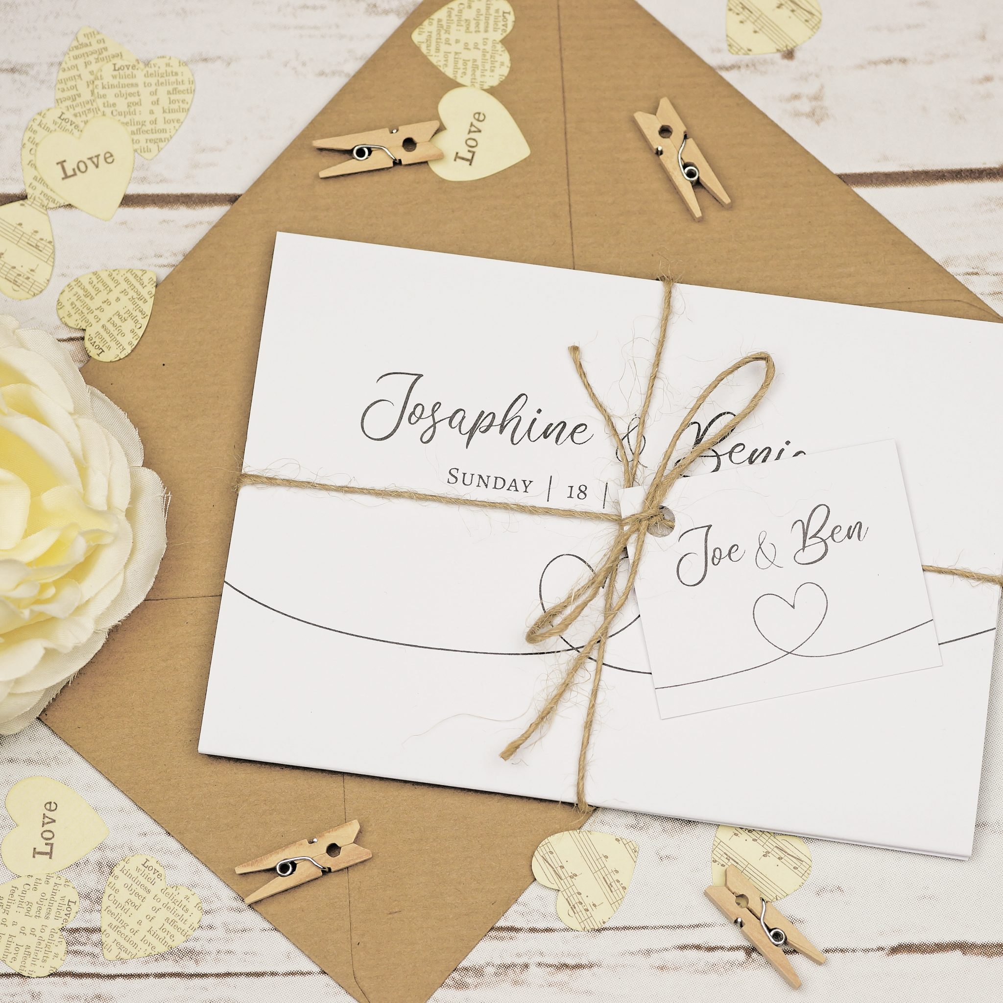 Love Script Concertina Wedding Invitations BlueBird Wedding Stationery