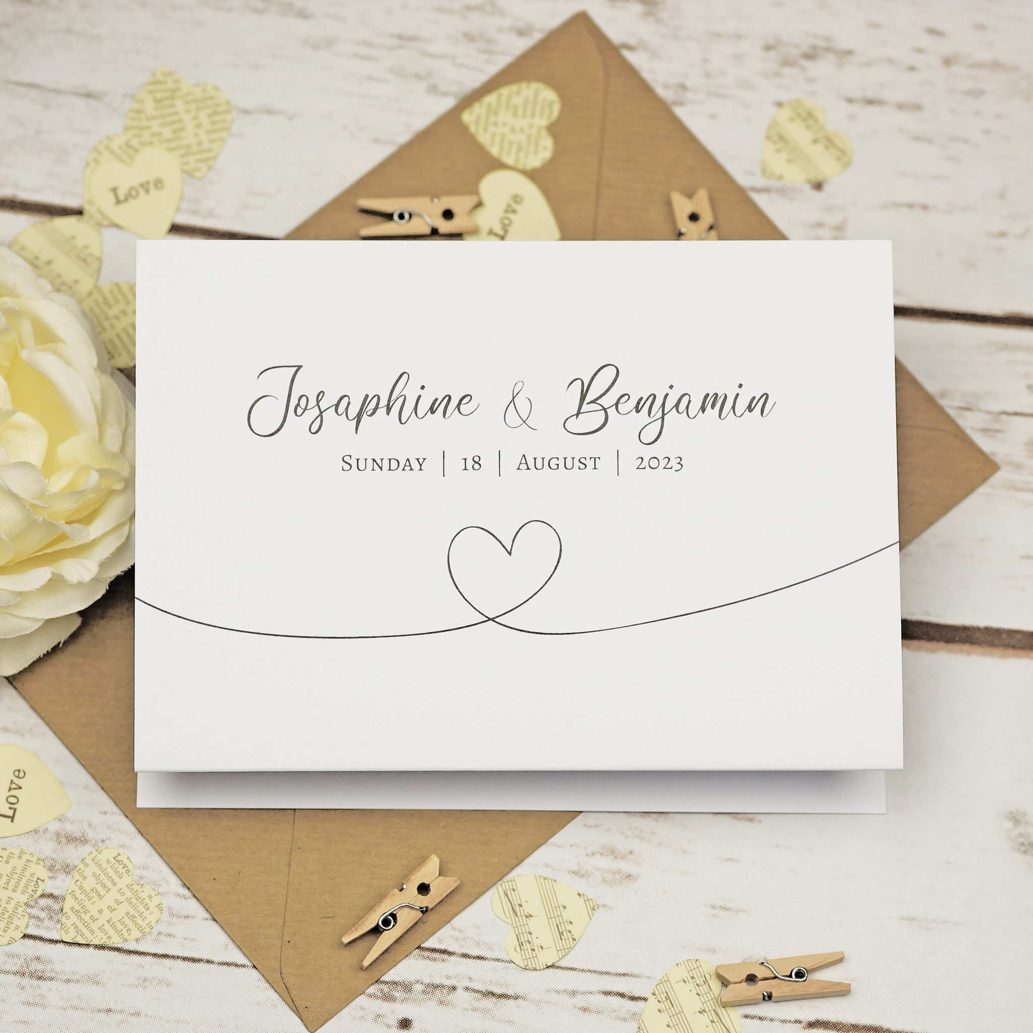 Love Script Concertina Wedding Invitations BlueBird Wedding Stationery