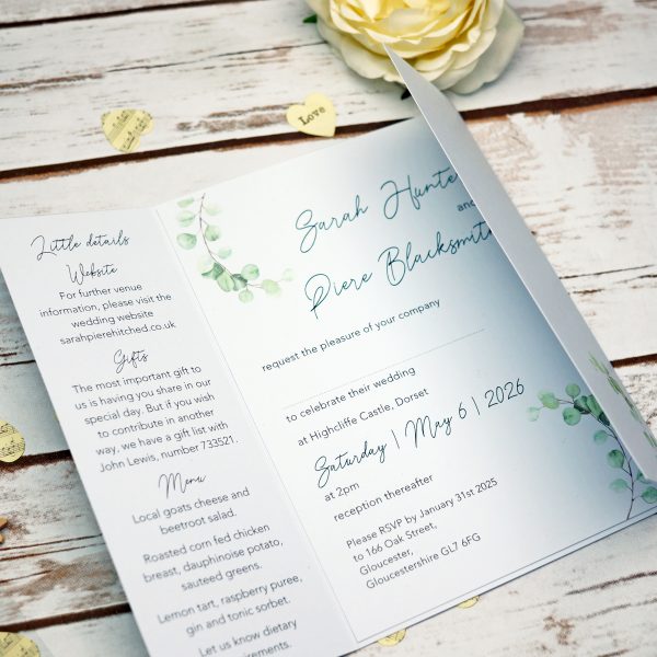 Simplistic Euculyptus wedding gatefold 2 copy