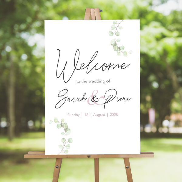 Simplistic-eucalyptus-wedding-welcome-sign