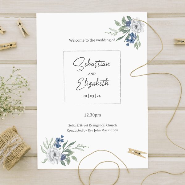 Watercolour meadow floral order of service sheets