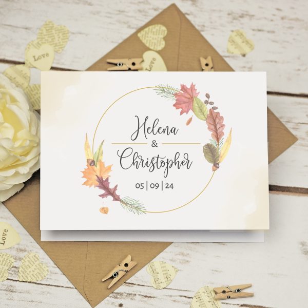 autumn watercolour concertina wedding invite