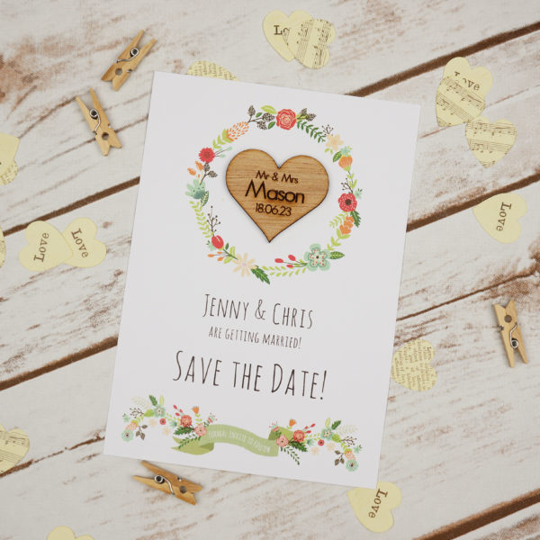 floral rustic save the date card