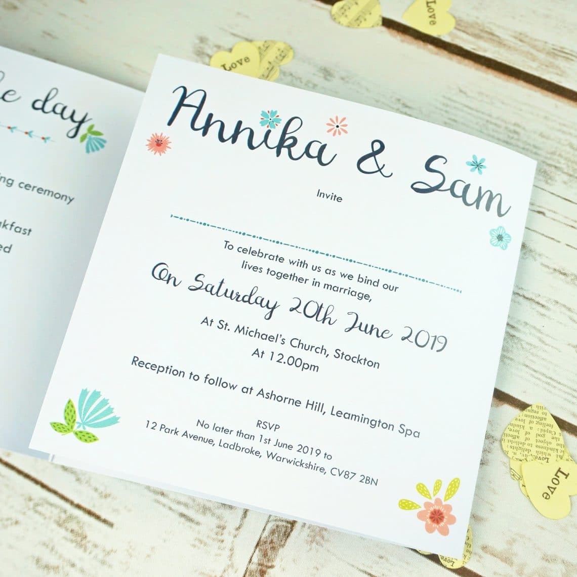 Floral trifold Wedding Invitations BlueBird Wedding