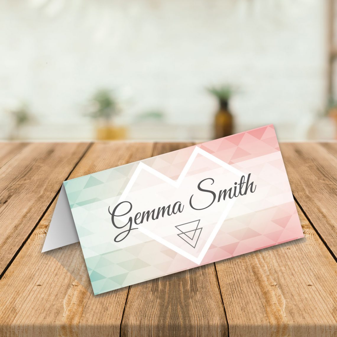 Geometric Place Cards BlueBird Wedding Stationery