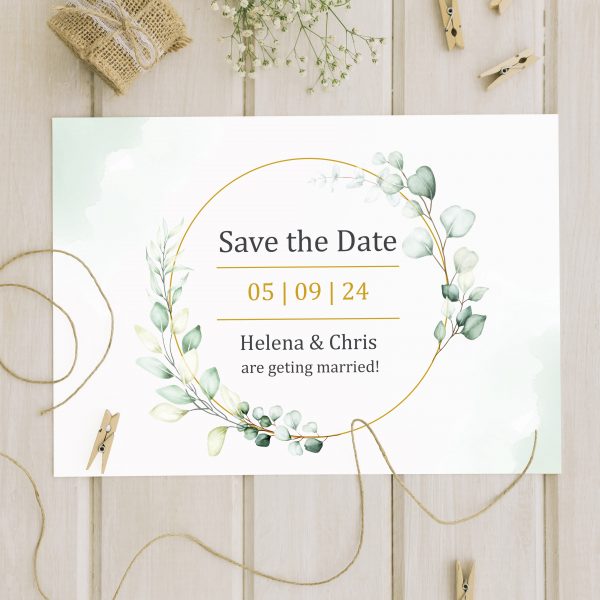 greenery wreath save the date