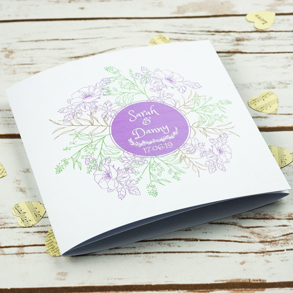 Floral Illustrative trifold Wedding Invitations - BlueBird Wedding Stationery