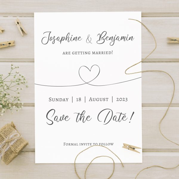 love script save the date card