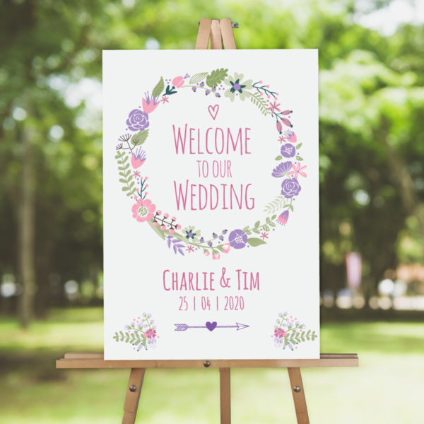 Boho floral welcome sign