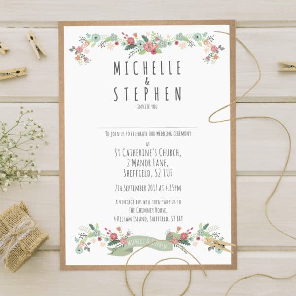 rustic flroal evening invitations