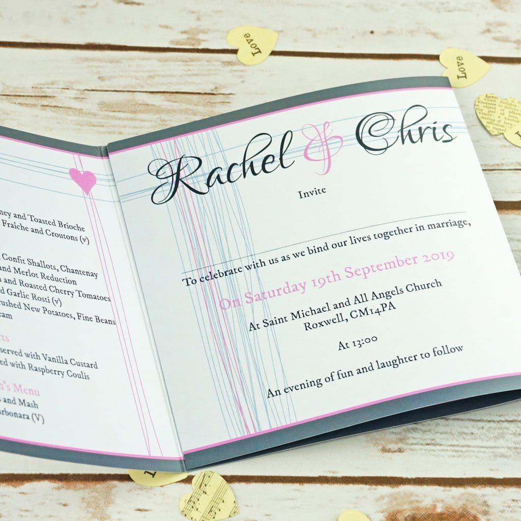 Typographic trifold Wedding Invitations BlueBird Wedding