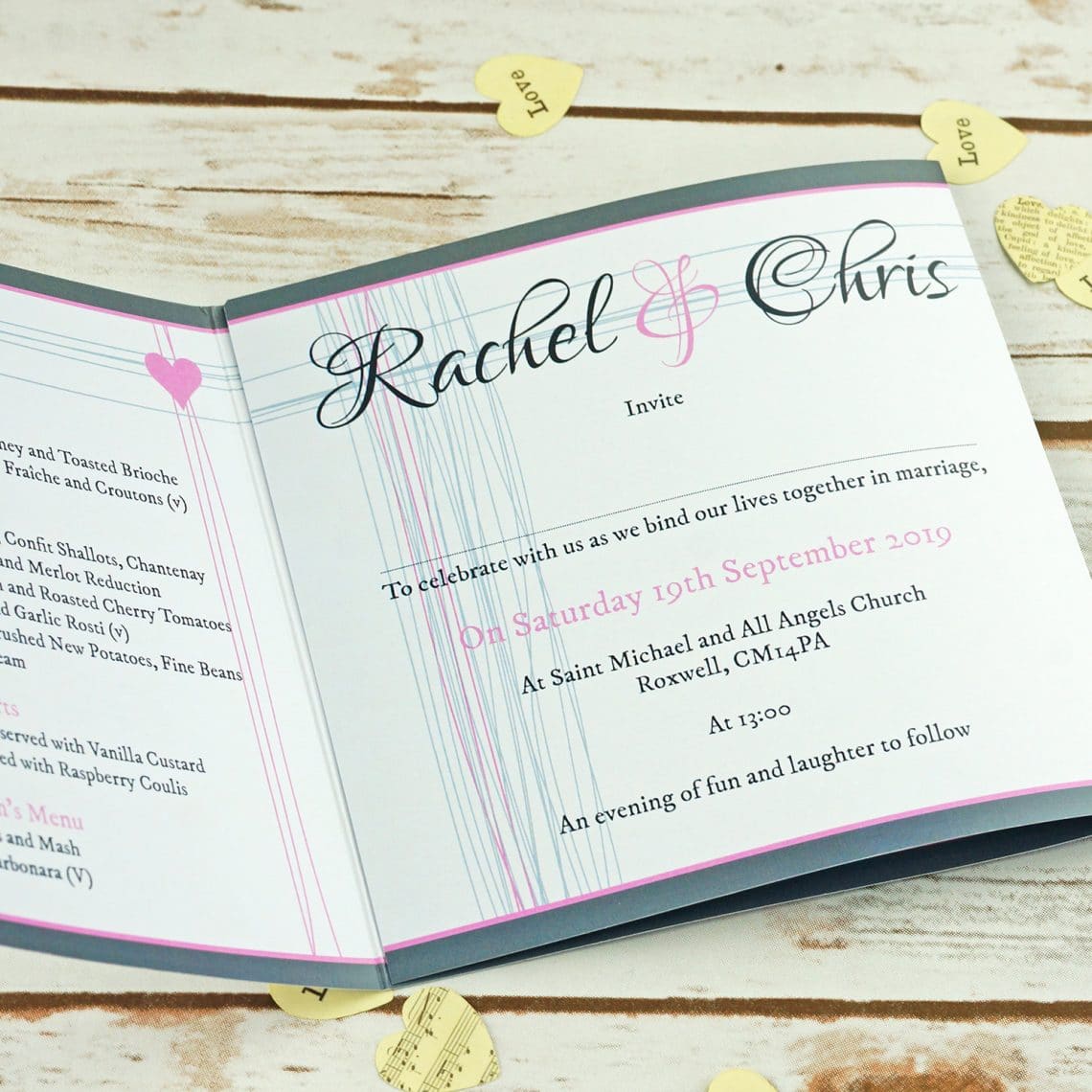 Typographic trifold Wedding Invitations BlueBird Wedding