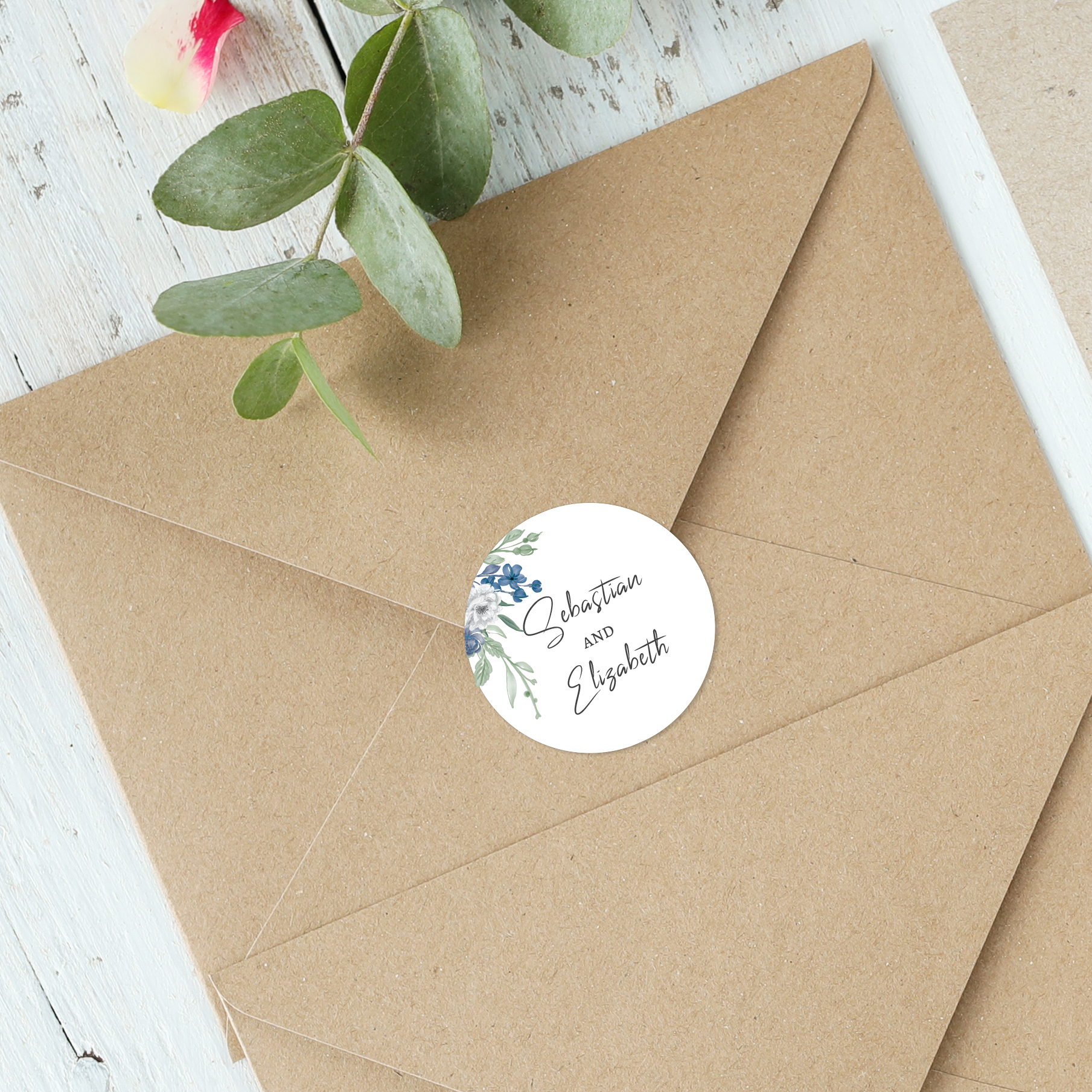 Watercolour Meadow, Floral Personalised Envelope Seals - BlueBird Wedding  Stationery